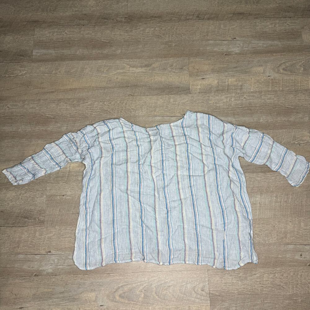 CP SHADES Oversized BOXY Lagenlook Striped 100% Linen Minimalist Coastal Grandma